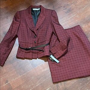 Tahari Red and Black Patterned Blazer